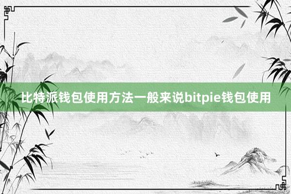 比特派钱包使用方法一般来说bitpie钱包使用