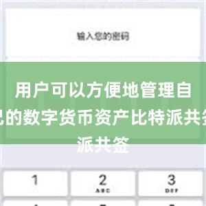 用户可以方便地管理自己的数字货币资产比特派共签